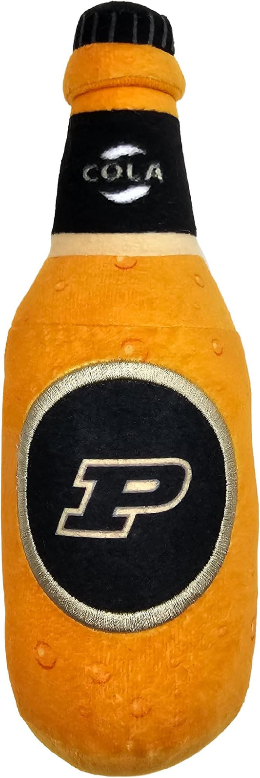 NCAA Purdue Boilermakers Beer Bottle Plush Dog & CAT Squeak Toy- Cutest Stadium SODA Bottle Snack Plush Toy for Dogs & Cats with Inner Squeaker & Beautiful Football/Basketball Team Name/Logo