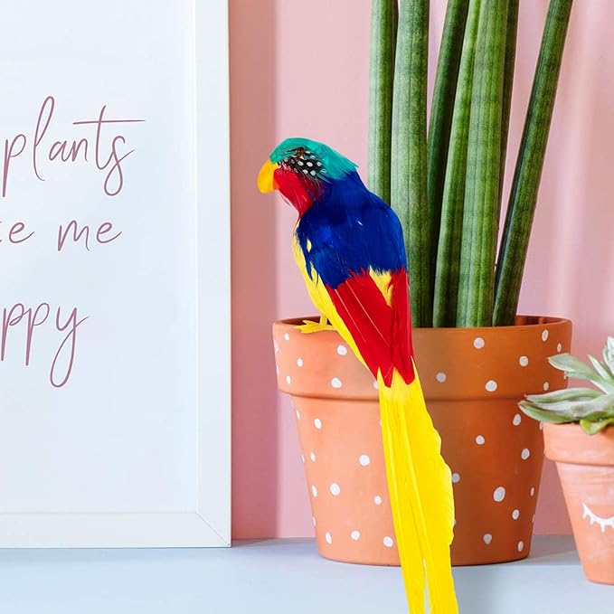 ArtCreativity Realistic Parrot 11 Inch, Artificial Birds for Home Decoration, Parrot for Pirate Costume, Feathered Parrot Fake Birds Pirate Accessories on Shoulder for Adult, Kids, Boys and Girls