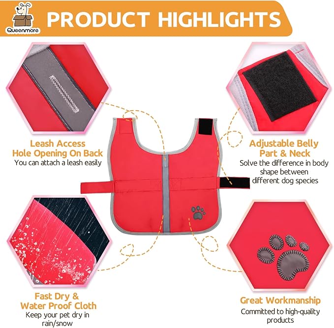Queenmore Cold Weather Dog Coats Loft Reversible Winter Fleece Dog Vest Waterproof Pet Jacket Available in Extra Small, Small, Medium, Large Extra Large Sizes
