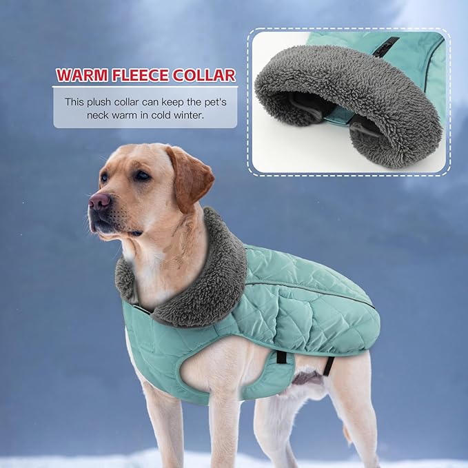 Doglay Dog Coat, Waterproof Dog Jacket Pet Winter Coat for Cold Weather with Thicken Furry Collar, Reflective Puppy Winter Jacket Warm Fleece Lining for Small Medium Large Pets