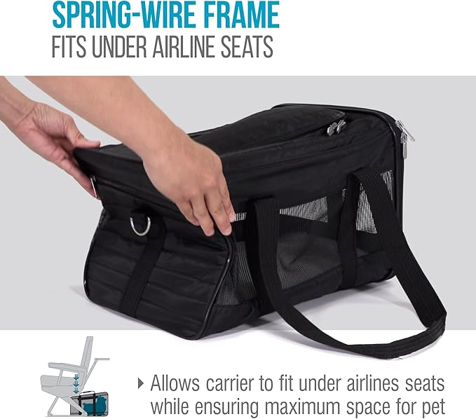 Sherpa Original Deluxe Travel Pet Carrier, Airline Approved - Black, Large