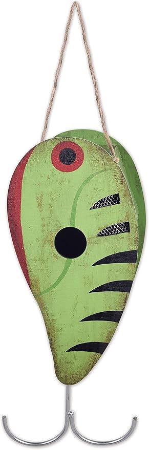 Sunset Vista Designs 93617 Welcome to The Woods Collection Birdhouse, Lime Green and Red, 6.69 x 5.12 x 17.5