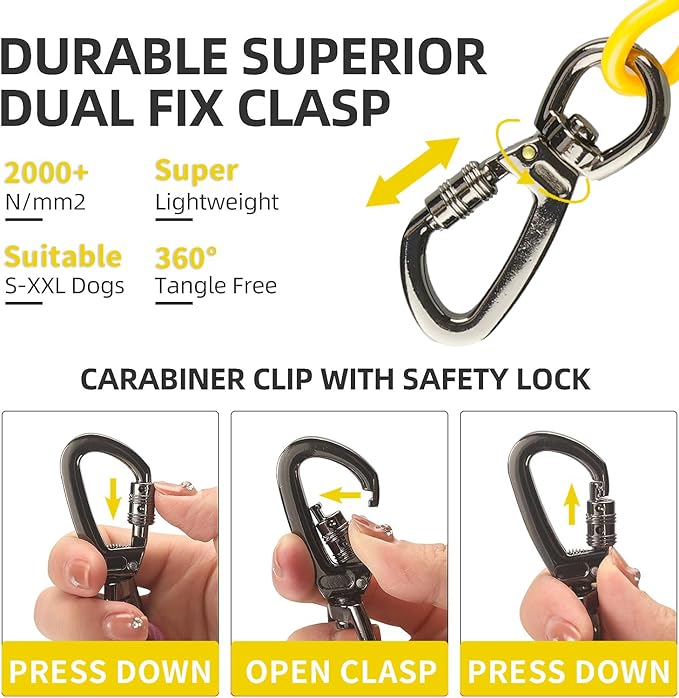 Dog tie Out Cable, 10/20/25/30/50/70/100 feet, Suitable for Dogs up to 350 pounds, Dog Cable with Swivel Buckle, Lightweight, Non-Winding, for Outdoor Camping, Yard Dog Cable (Yellow, 100FT)