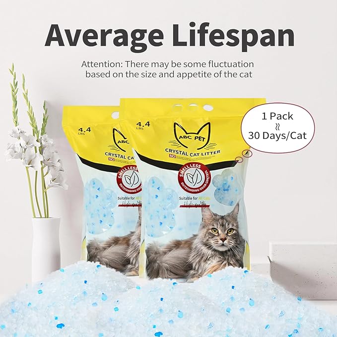 Cat Litter Crystals No Clumping Odor Control Kitty Litter Non-Clumping No scooping Low Dust, Low Tracking, Dehydrates Waste - 17.2 lbs (4 x 4.3 lb Packs)