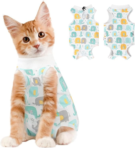 Cat Recovery Suit Female, Breathable Cat Onesie After Surgery Female for Abdominal Wounds or Skin Diseases, Surgery Recovery Suit Kitten Onesie After Spay Wear Anti Licking