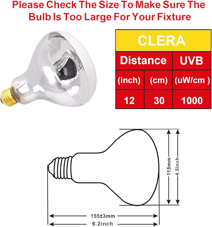 Aiicioo UVB Reptile Light 100W - UVB Light Bulb for Reptile Mercucry Vapor Bulb Heat Basking Lamp Bulb Full Spectrum UVA UVB All in One Sun Lamp for Bearded Dragon Lizard Turtle