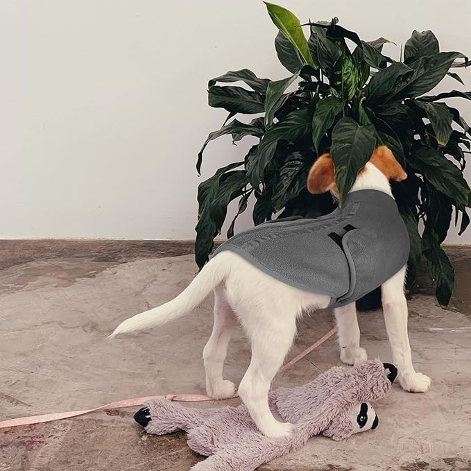 Queenmore XL Dog Sweaters, Soft Fleece Vest Pullover Dog Jacket with Leash Hole, Warm Winter Dogs Clothes Cold Weather Doggy Dachshund Sweater for Large Dogs Cats Boy or Girl (Grey, XL)