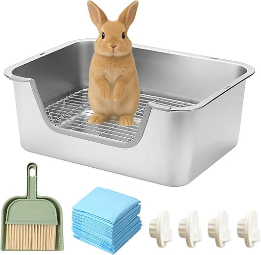 Stainless Steel Sifting Litter Box for Rabbit (L)