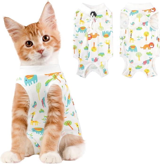 Cat Recovery Suit Female, Breathable Cat Onesie After Surgery Female for Abdominal Wounds or Skin Diseases, Surgery Recovery Suit Kitten Onesie After Spay Wear Anti Licking