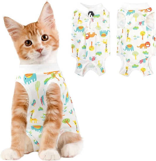 Cat Recovery Suit Female, Breathable Cat Onesie After Surgery Female for Abdominal Wounds or Skin Diseases, Surgery Recovery Suit Kitten Onesie After Spay Wear Anti Licking