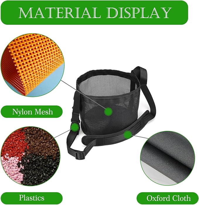 2pcs Horse Feed Bag Mesh Grain Feeder Bags Durable Hay Bag with Adjustable Strap, Large Horse Feeding Bag Comfort Neck Pad and Nose Pad (Black&Grey)
