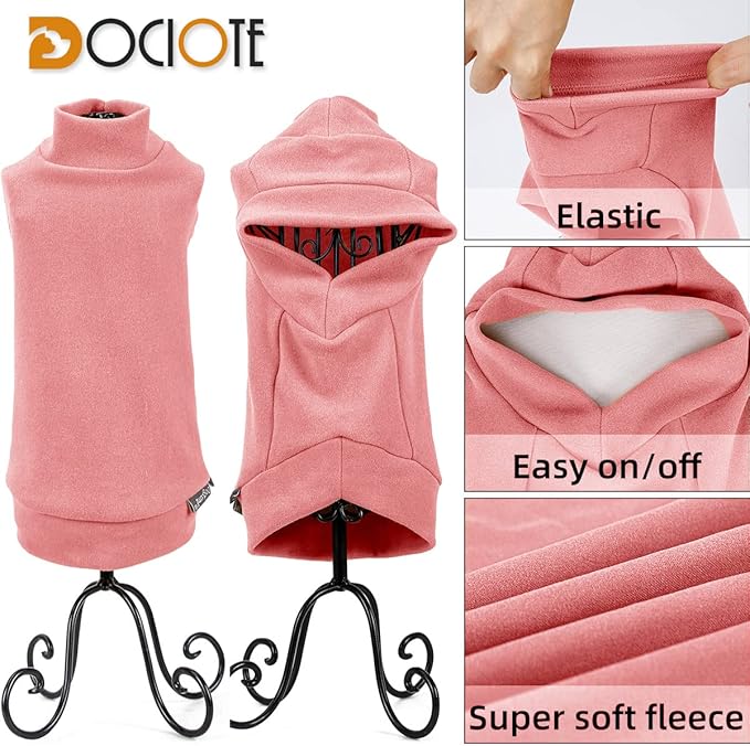 Small Dogs Fleece Dog Sweatshirt - Cold Weather Hoodies Spring Soft Vest Thickening Warm Cat Sweater Puppy Clothes Sweater Winter Sweatshirt Pet Pajamas for Small Dog Cat Puppy (Large, Red)