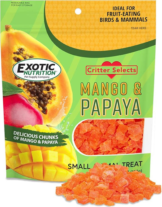 Mango & Papaya Treat (4.5 oz.) - Healthy Treat for Small Animals - Sugar Gliders, Rats, Chinchillas, Ferrets, Parrots, Hamsters, Squirrels, Hedgehogs, Guinea Pigs, Rabbits & Other Small Animals