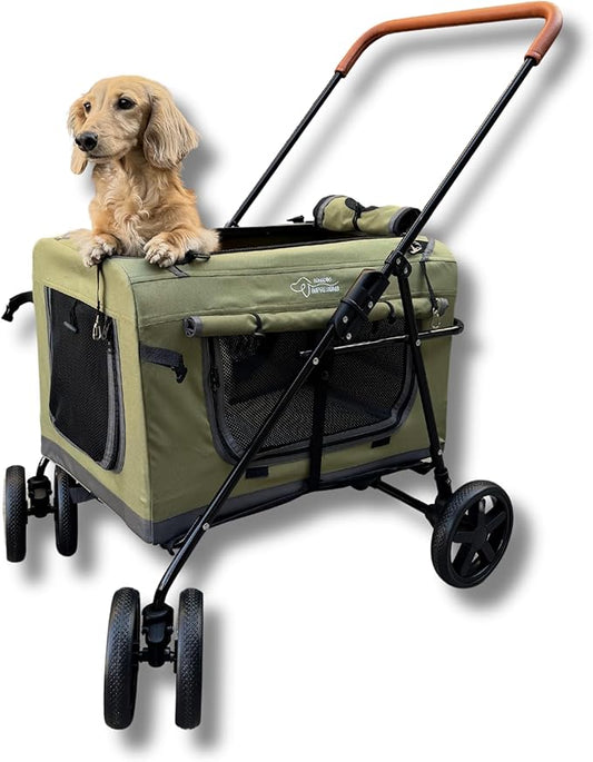 Pet Stroller Foldable Travel Crate for Small and Medium Dog and Cat, Portable Pet Travel Carrier, Pet Jogger with Detach Carrier