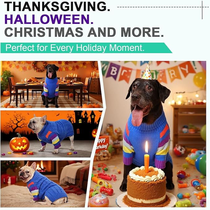 Dog Sweater Warm, Comfy Thick Sweaters for Large Size Dogs Girls Boys, Dog Christmas Sweaters Winter, Turtleneck Knit Sweater for Extra Large Dogs Boxer, Great Dane (Blue XXXXL)