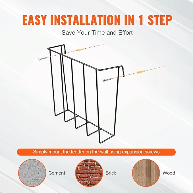 VEVOR Livestock Feeder, 24 Gallon Large Capacity, Heavy-Duty Steel Goat Hay Rack, 27'' Long Wall Mounted Horse Hay Holder, Multiple Sided Feeding Rack for Sheep Farm Livestock Indoor Outdoor