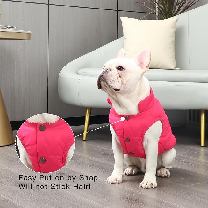 2 Layers Fleece Lined Warm Dog Jacket for Winter Cold Weather,Soft Windproof Large Dog Coat,Pink XXL