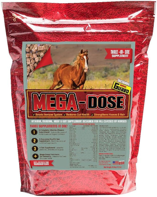 Mega Dose 10 lb, Equine Vitamin Mineral with a Full Serving of Horse Guard Supplement & Hoof Guard