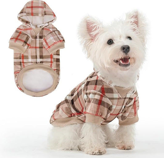BEAUTYZOO Dog Hoodie Sweaters for Small Medium Large Size Dogs Girls Boys- Premium Quality, Ultra Soft, Superior Comfort Fit, Fleece Lined Hooded Sweatshirt- Cold Weather Pet Clothes Winter Coat,Plaid