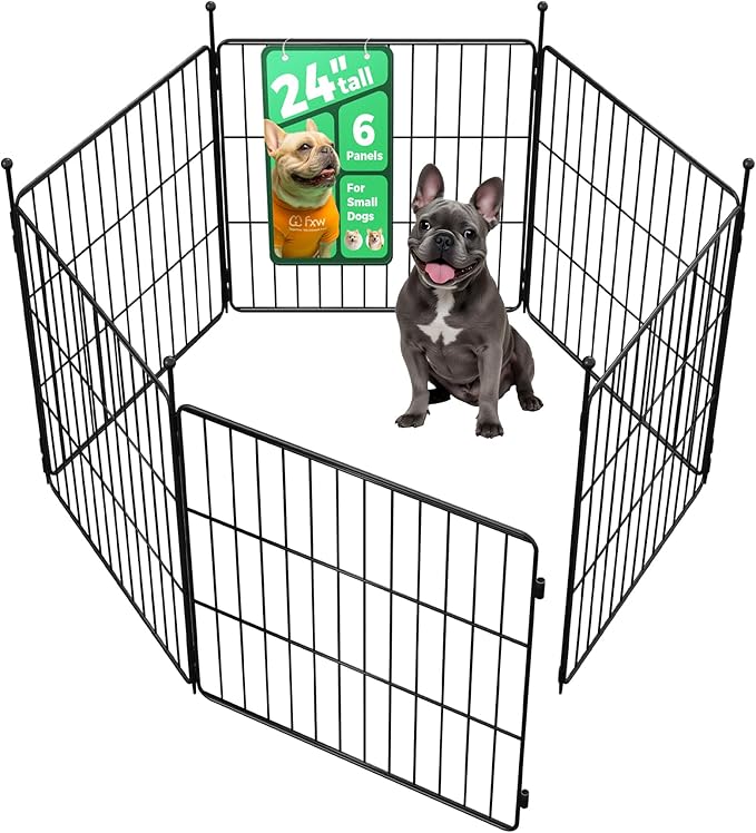 FXW MiniPaws Unleashed Dog Playpen for Yard & RV Camping, Expandable 24-inch 6 Panels for Puppies and Small Dogs, Portable for Indoor and Outdoor Use