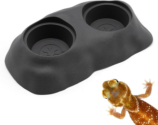 Pangea Ultimate Eco Dish, Crested Gecko Food and Water Bowl for Terrestrial Lizards, Durable Silicone Feeding Accessory for Reptile Terrariums 3.125in x 5.5in (Charcoal)