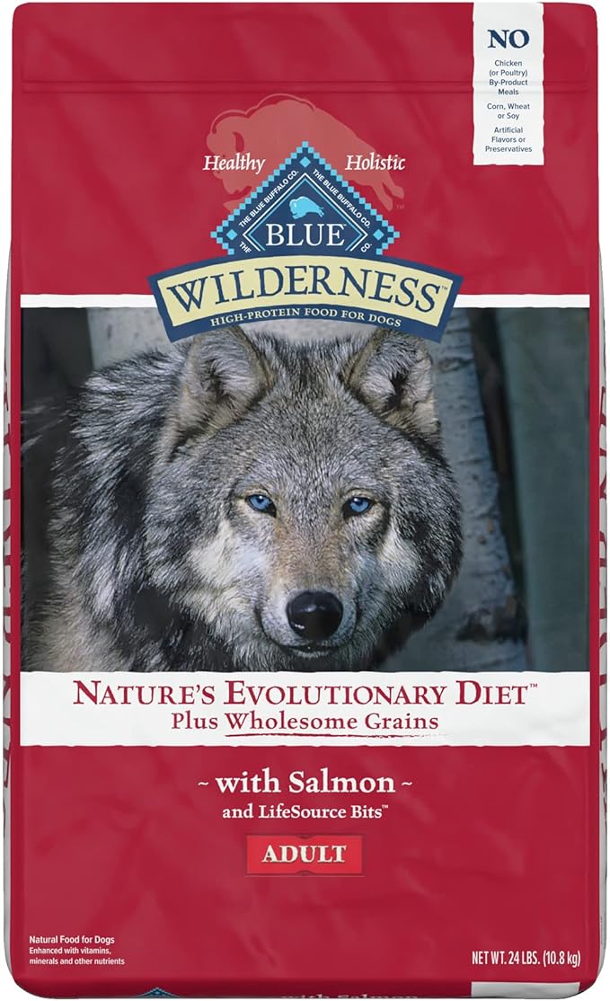 Blue Buffalo Wilderness High Protein Natural Adult Dry Dog Food Plus Wholesome Grains, Salmon 24-lb