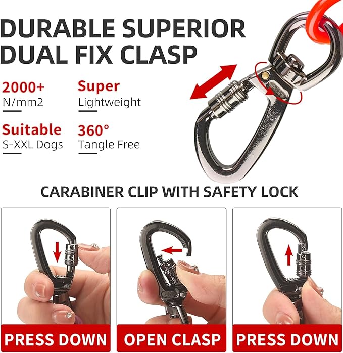 Dog tie Out Cable, 10/20/25/30/50/70/100 feet, Suitable for Dogs up to 350 pounds, Dog Cable with Swivel Buckle, Lightweight, Non-Winding, for Outdoor Camping, Yard Dog Cable (Red, 30FT)