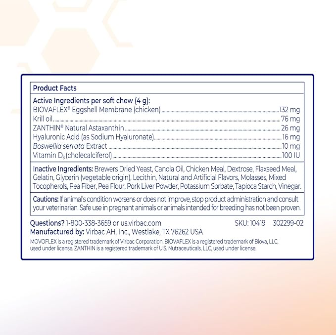 Advanced Soft Chews Hip and Joint Support Supplement for Medium Dogs 60 Count by Virbac