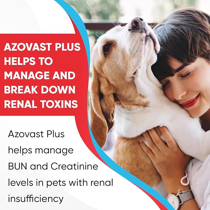 Azovast Plus Kidney Health Supplement for Dogs & Cats, Oral Powder (12 Oz) - (240 Doses/ 2 Jar) NO Refrigeration Required - Help Support Kidney Function & Manage Renal Toxins(U.S.A)(12 Oz (2 Pack))