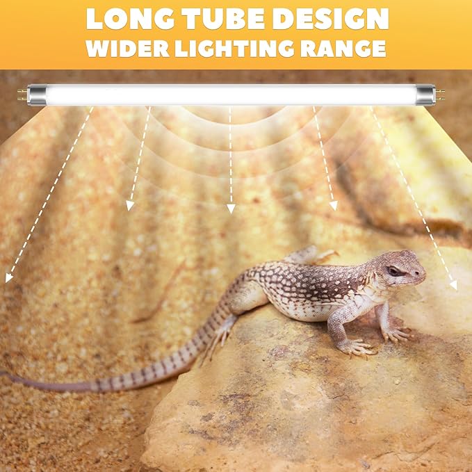 GlowUp 2Pack T5 8W 10.0 Reptile UVB Bulb 12'' T5 UVB Reptile Light Bulb UVA UVB Lamp Tube for Bearded Dragons Turtles Chameleon and Lizards Tropical Desert Reptiles