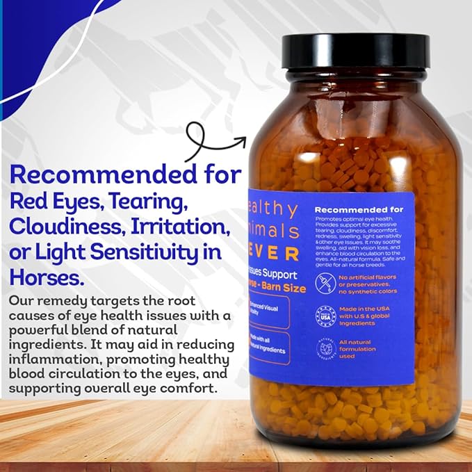 HA4E - Horse Eye Health Support - Maintains Normal Mineral Levels for Healthy Eyes - Highly Effective, Natural Homeopathic Supplement - Pellets, Barn Size (Extra Large)