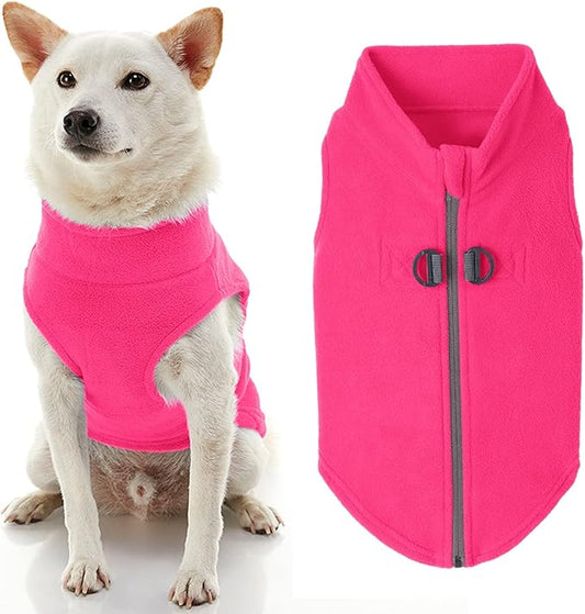 Gooby - Zip Up Fleece Vest, Fleece Jacket Sweater with Zipper Closure and Leash Ring, Pink, Medium
