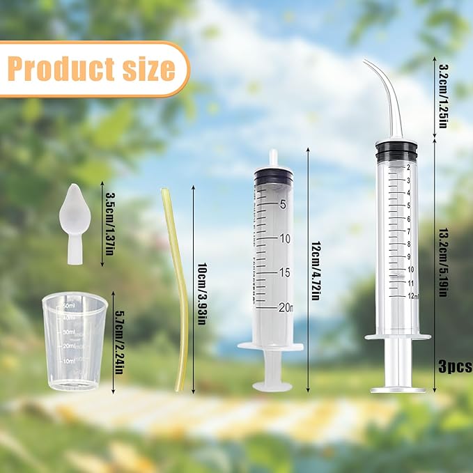 Baby Bird Feeding Syringe Set, Pet Parrot Milk Feeding Syringe with Tubes, Parrot Feeding Feeder Measuring Tools for Feeding Pets Scientific Industrial Labs… (12ml +20ml syringe+50ml Measuring Cup)