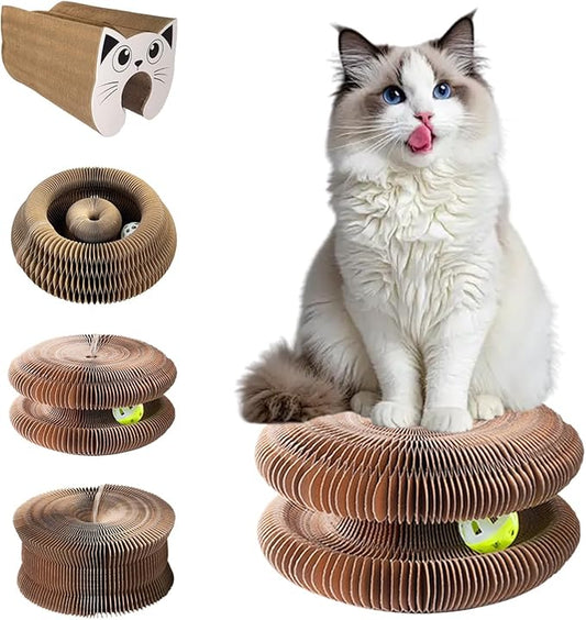 Magic Organ Cat Scratcher Board Cat Ball,Cat Toy Made of Recyclable Corrugated Cardboard, Scratch-Resistant and Abrasion-Resistant, Foldable