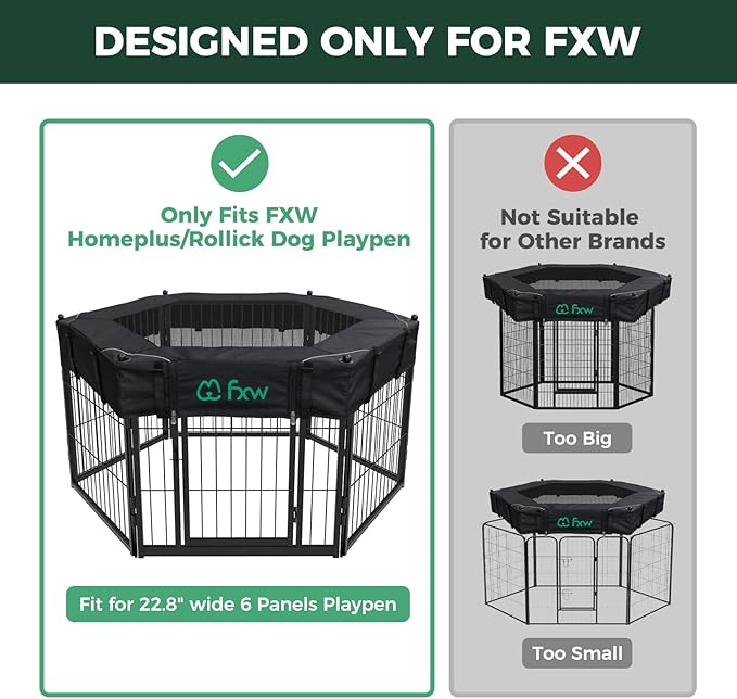(Not Suitable for Other Brands) FXW Exclusive Mesh Top Cover, Only Fits FXW Rollick/Homeplus 22.8" W x 24" H 6-Panel Playpen (Playpen not Included), Hexagon│Patent Pending