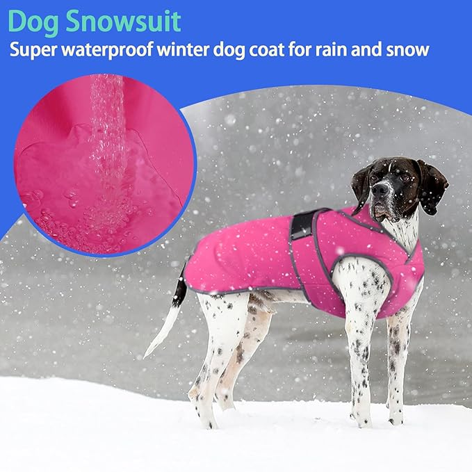 MIGOHI Warm Dog Coat Winter Dog Jacket,Waterproof Cold Weather Coats for Dogs,Fleece Jacket for Small Medium Large Dogs,Reflective Thick Fleece Vest with Leash Hole
