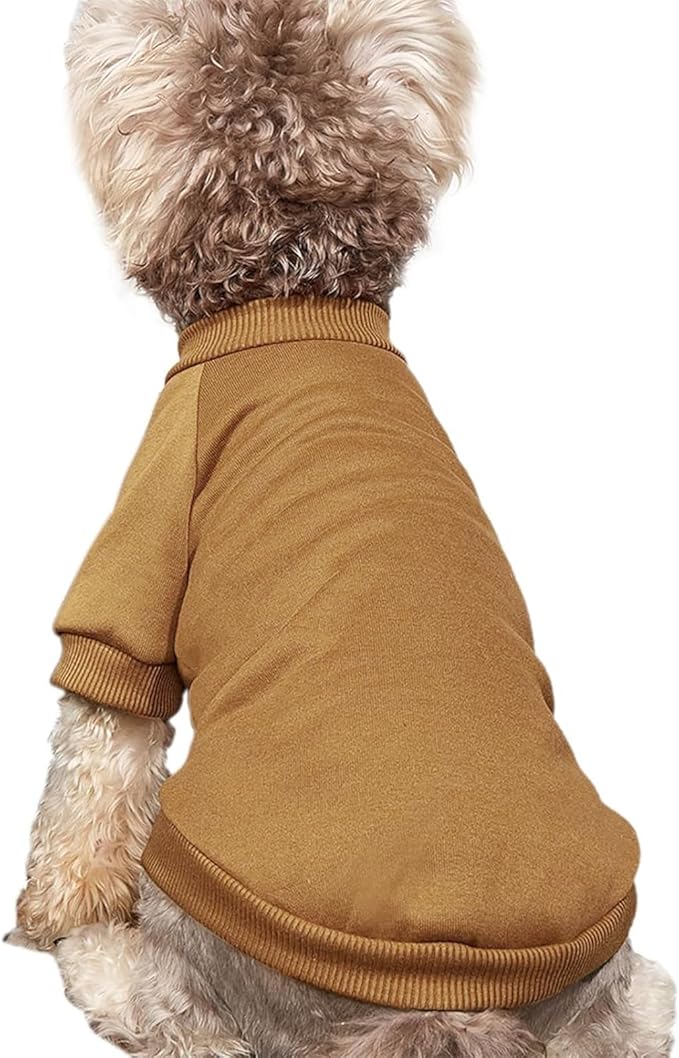 Puppy Sweater for Small Dogs Clothes Warm Winter Cat Clothe Pet Sweatshirt Knitwear Doggie Kitten Clothing, Coffee, Large