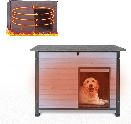 Dog House Outdoor Insulated with Prevent Chewing Iron Frame, Insulated cat House Outdoor Removable Floor and Open Roof for Dogs,Cat,Rabbits and Small Animals