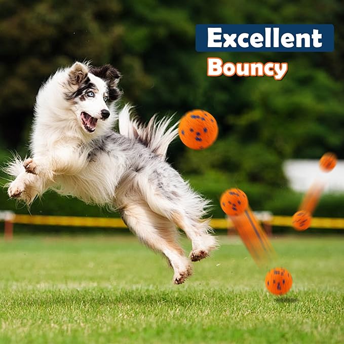 2 Pack Dog Balls Indestructible Tennis Balls for Dogs Durable Bouncy Dog Toy Balls for Aggressive Chewers Interactive Dog Toys for Water Toy Fetch Balls, Yellow,Orange