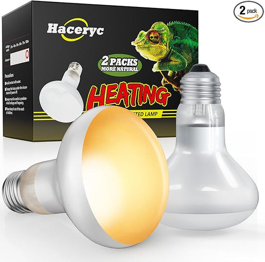 Reptile Heat Lamp, 2 Pack 100W Heat Lamp Bulbs for Reptiles, Amphibians Basking Heat Lamp Bulbs, UVA Daylight Basking Light for Reptiles, Bearded Dragon, Lizard, Turtle, Chicken