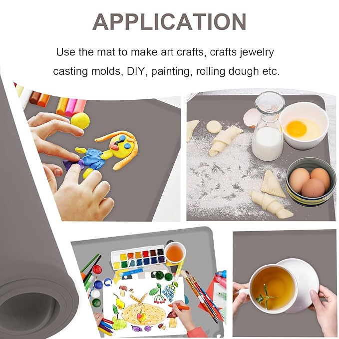 KVK Silicone Placemats for Toddlers Thicker Version, Non-Slip Reusable Kids Placemats for Dining Table, Stain-Proof Baby Table Mat for Restaurants 4 Packs (Light Gray&Dark Gray)