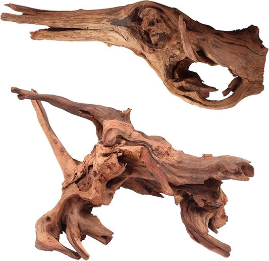 Driftwood for Aquarium, 2 Pieces 14-18 Inches Large Natural Drift Wood Fish Tank Assorted Branch Decorations for Reptile Hide