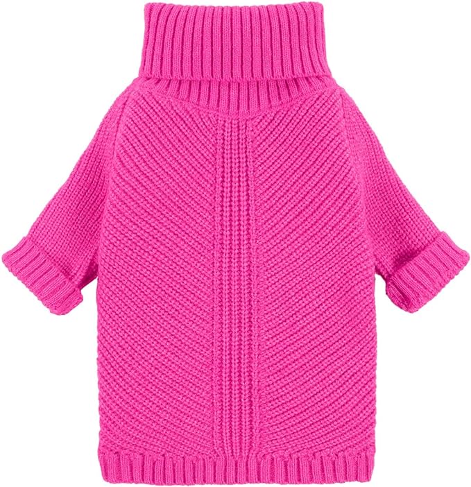 Fitwarm Valentines Dog Turtleneck Sweater, Dog Winter Clothes for Small Dogs Girl, Knitted Pet Coat, Cat Outfit, Hot Pink, Medium
