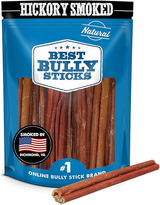 Best Bully Sticks Smoked Bully Sticks with Collagen for Dogs - 5-6 Inch, 10 Count (Pack of 1) - Natural, Grain Free Dog Chews - Medium, Long-Lasting Treats for Aggressive Chewers