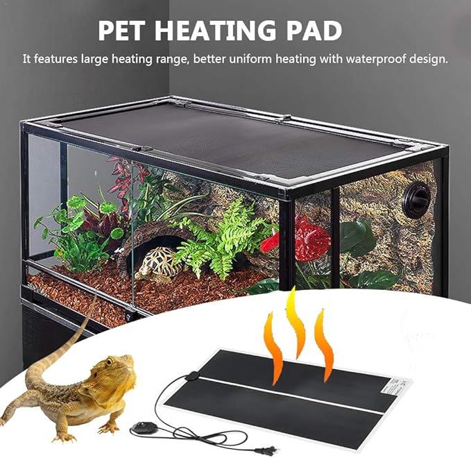 2 Pack 14 W Reptile Heating Pad Under Tank Heater Tank Warmer with Temperature Control, Power Adjustment Terrarium Heater Heat Mat for Reptiles Turtle Tortoise Snakes Lizard
