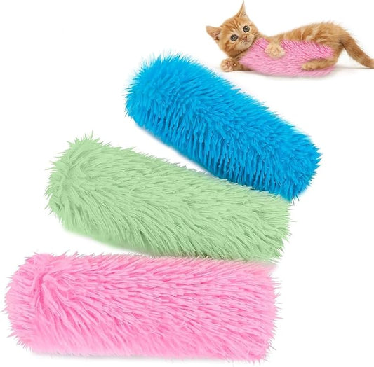 Cat Toys Cat Pillows, 3 Pack Soft and Durable Interactive Cat Kicker Catnip Toys with Catnip Inside, Teething Chew Toy with Crinkle Sound for Indoor Companion