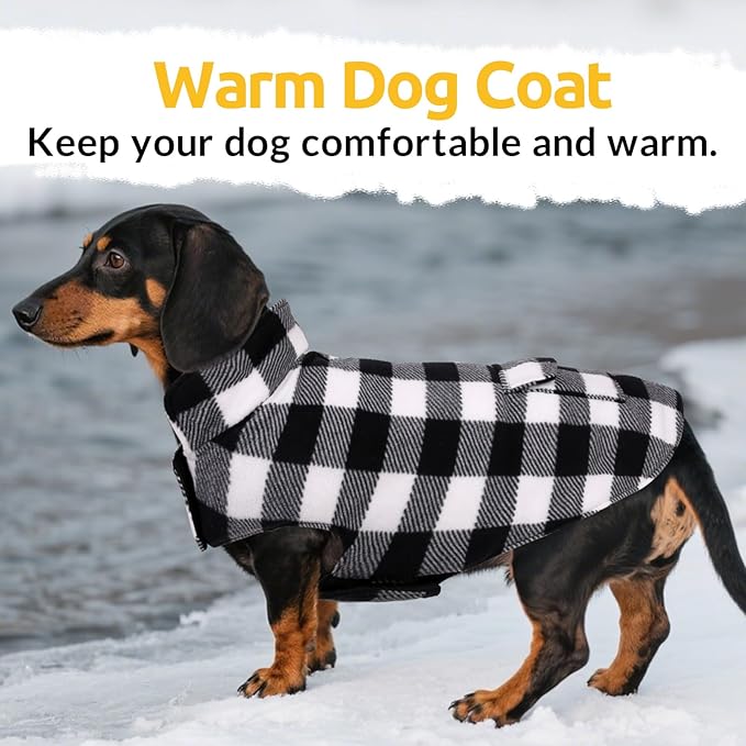 ASENKU Dog Winter Coat, Fleece Doggie Jacket Plaid Reversible Vest Waterproof Windproof Cold Weather Clothes for Small Medium Large Dogs (White,3XL)
