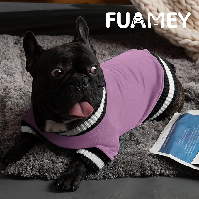 FUAMEY Dog Pullover Sweatshirt，Dog Winter Sweaters Warm Dog Clothes Dog Vest Thick Puppy Pullover Soft Pet Fleece Sweater Cute Doggie Boy Girl Outfit for Small Medium Dogs Lavender L