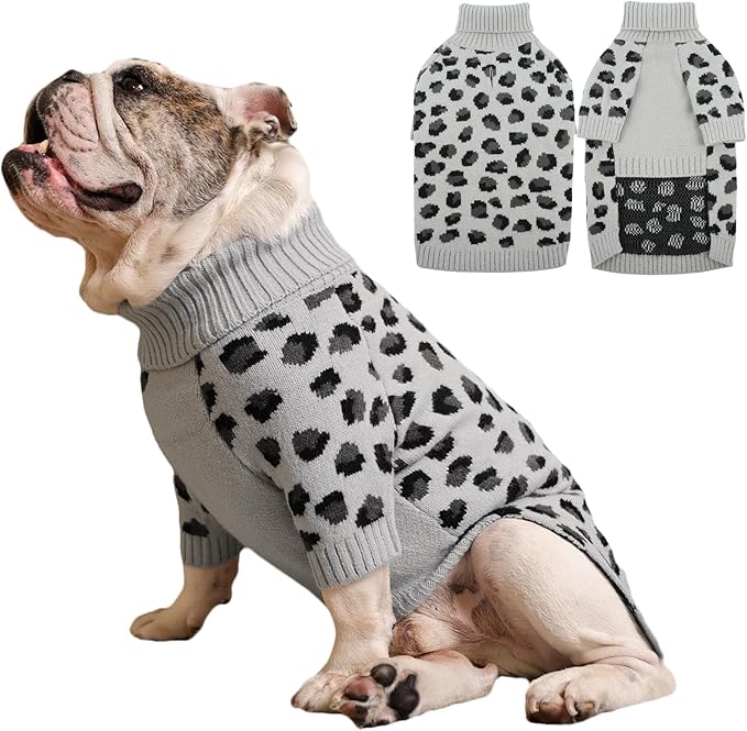 ROZKITCH Cozy Dog Sweater for Medium and Large Dogs, Warm Knit Pullover, Perfect Winter Clothes for Huskies Beagles and Great Danes Grey L
