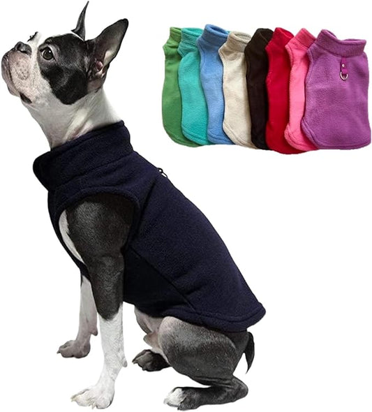 JACKO & CO - Fleece Vest Sweater with Leash Ring - Soft Lightweight Breathable for Puppies Small Medium Dogs, Kitten, Cats, Chihuahua - Warm for Fall/Autumn/Winter (Black, Small 4-6lbs)